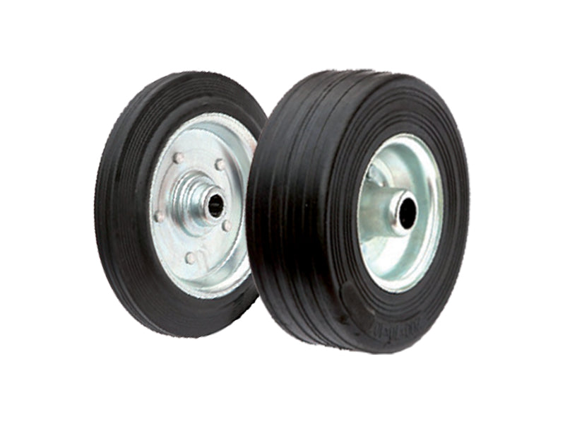 Spare RNM wheel - Black rubber wheels with galvanized sheet metal center - TRANSPORT and INDUSTRIAL TROLLEYS - (Pack of 2 pieces) Spare RNM wheel - Black rubber wheels with galvanized sheet metal center - TRANSPORT and INDUSTRIAL TROLLEYS - (Pack of 2 pieces)